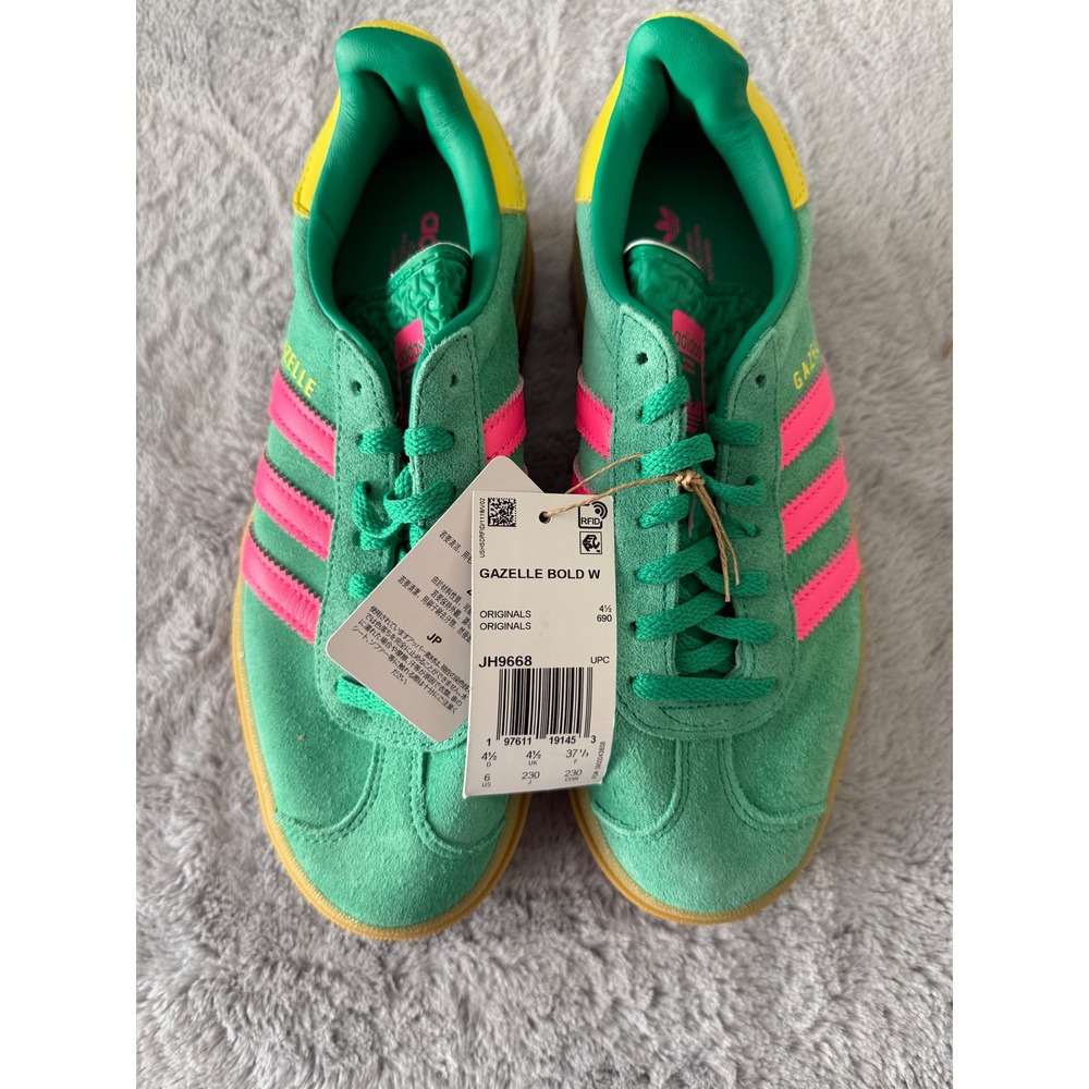 Adidas Gazelle Bold W Green Pink Yellow Platform Sneakers JH9668 Womens 6